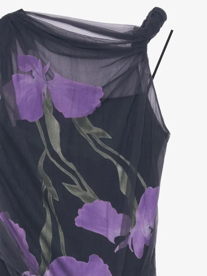 Women Dresses Givenchy Dress In Floral Dvor Satin Jersey Blackpurple