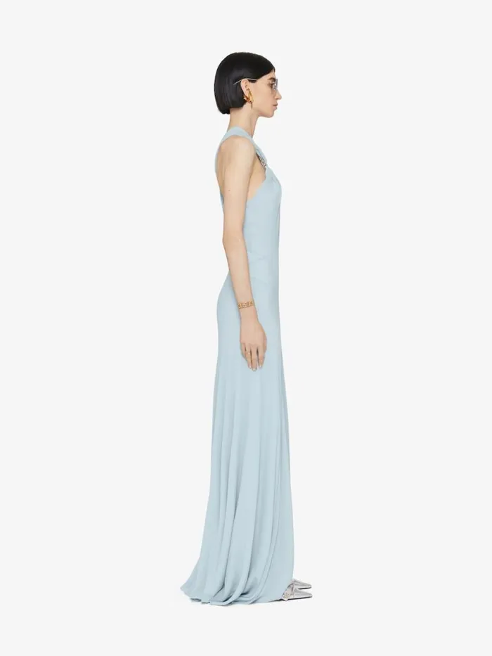 Women Dresses Givenchy Evening Dress In Silk With 4G Liquid Detail Ice Blue
