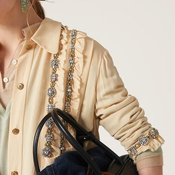 Women Dresses Miu Miu Embroidered Marocain Minidress Vanilla Women Dresses Miu Miu Embroidered Marocain Minidress Vanilla