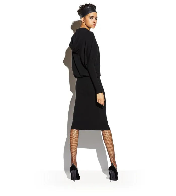 Women Dresses Tom Ford Stretch Cashmere Rib Hooded Dress Black