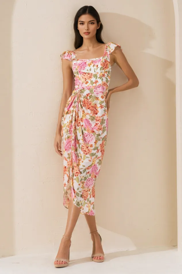 Women Dresses YUMI KIM BARLOW DRESS Party Floral Midi Dress Dreamland Garden