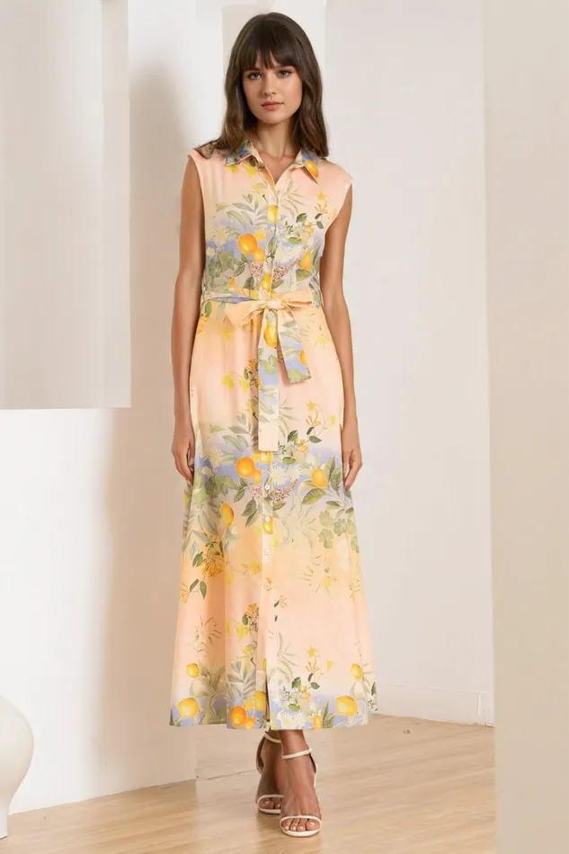 Women Dresses YUMI KIM Cassie Midi Dress Floral Cotton Dress Coastal Grove Sunset