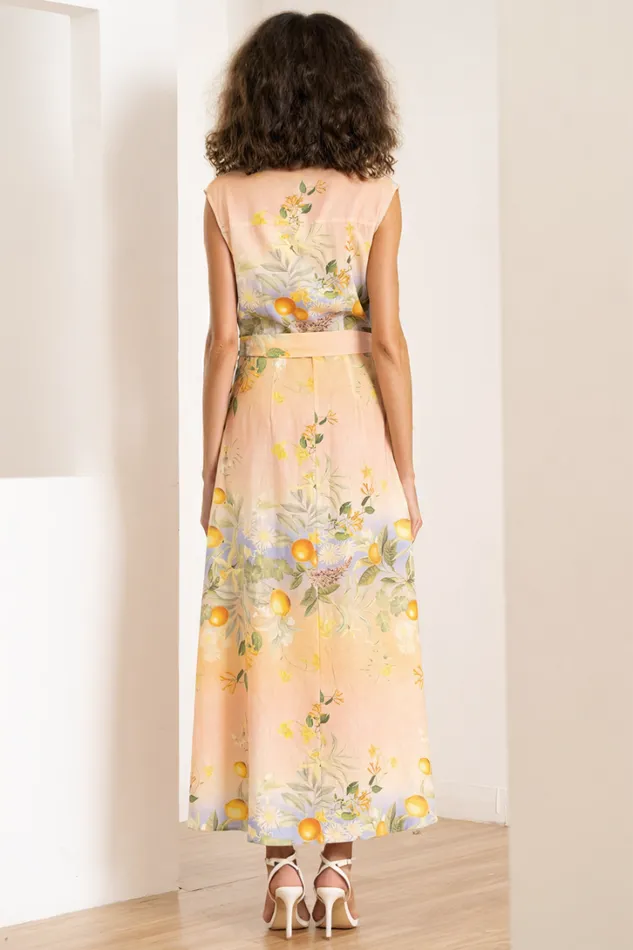 Women Dresses YUMI KIM Cassie Midi Dress Floral Cotton Dress Coastal Grove Sunset