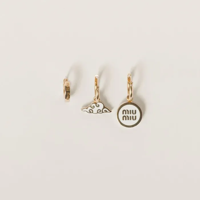 Women Earrings Miu Miu Set Of Metal Earrings White