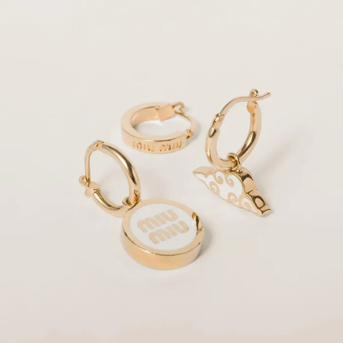 Women Earrings Miu Miu Set Of Metal Earrings White Women Earrings Miu Miu Set Of Metal Earrings White