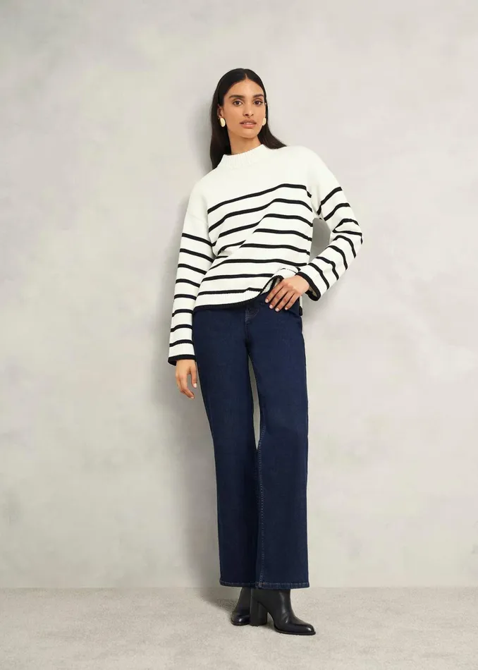 Women Eastnor Cotton Stripe Jumper Ivory Black Hobbs Jumpers and Cardigans