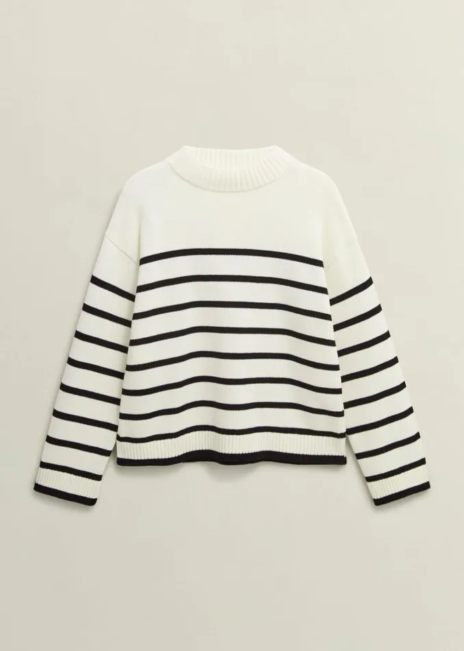 Women Eastnor Cotton Stripe Jumper Ivory Black Hobbs Jumpers and Cardigans