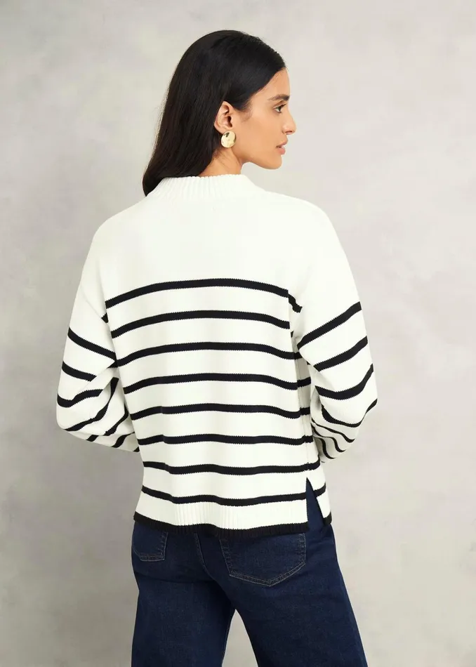 Women Eastnor Cotton Stripe Jumper Ivory Black Hobbs Jumpers and Cardigans