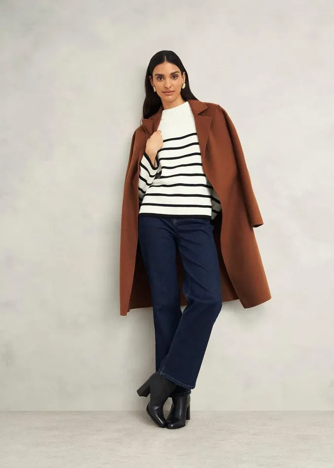 Women Eastnor Cotton Stripe Jumper Ivory Black Hobbs Jumpers and Cardigans