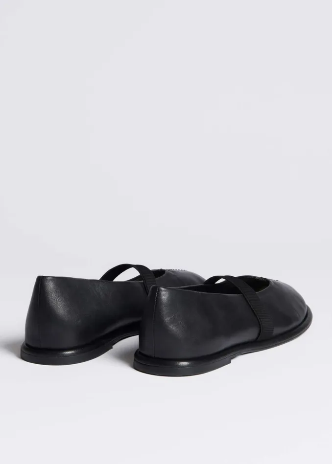 Women Elasticated Strap Mary Jane Black MEEM