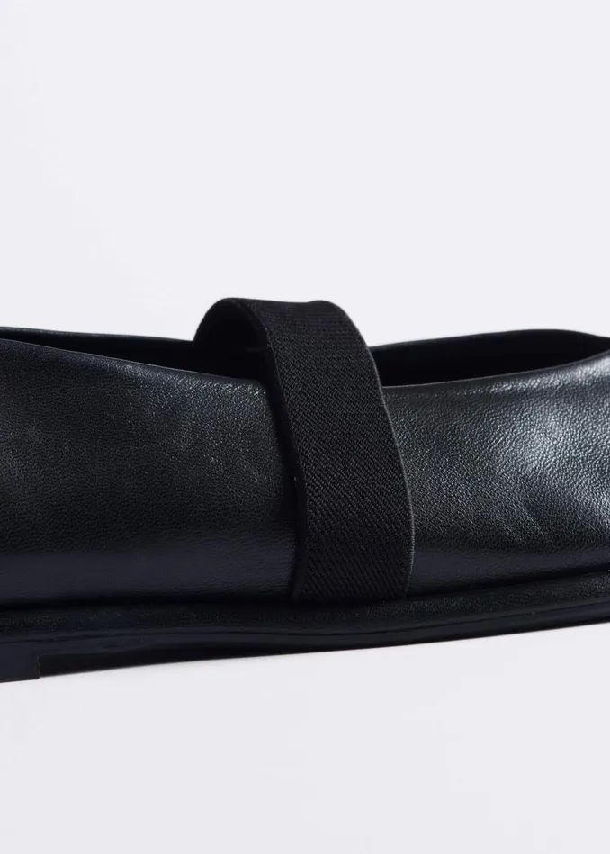 Women Elasticated Strap Mary Jane Black MEEM