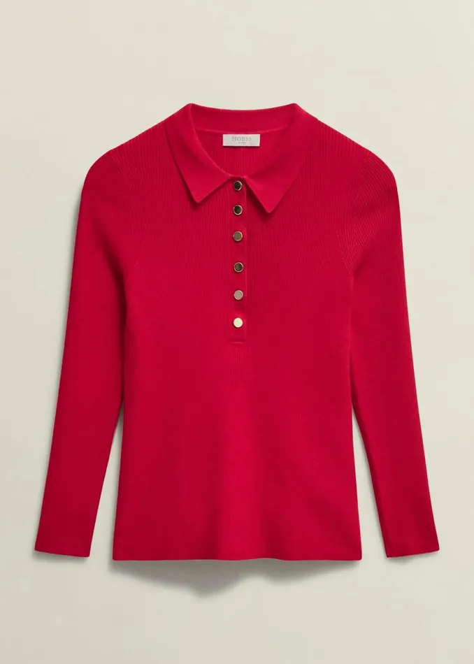 Women Fara Knitted Shirt Rowan Red Hobbs Jumpers and Cardigans