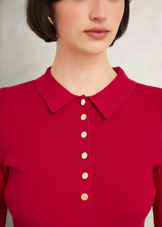 Women Fara Knitted Shirt Rowan Red Hobbs Jumpers and Cardigans