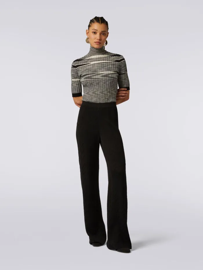 Women Flared EnglishRibbed Wool And Viscose Chevron Trousers Black Missoni Trousers Women Flared EnglishRibbed Wool And Viscose Chevron Trousers Black Missoni Trousers