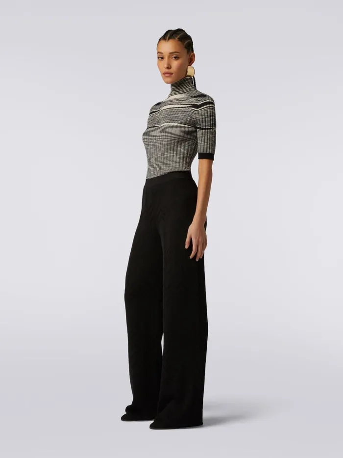 Women Flared EnglishRibbed Wool And Viscose Chevron Trousers Black Missoni Trousers Women Flared EnglishRibbed Wool And Viscose Chevron Trousers Black Missoni Trousers