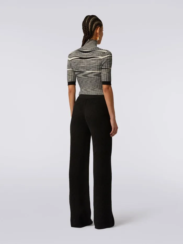 Women Flared EnglishRibbed Wool And Viscose Chevron Trousers Black Missoni Trousers Women Flared EnglishRibbed Wool And Viscose Chevron Trousers Black Missoni Trousers