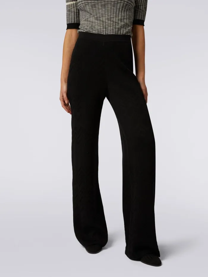 Women Flared EnglishRibbed Wool And Viscose Chevron Trousers Black Missoni Trousers Women Flared EnglishRibbed Wool And Viscose Chevron Trousers Black Missoni Trousers