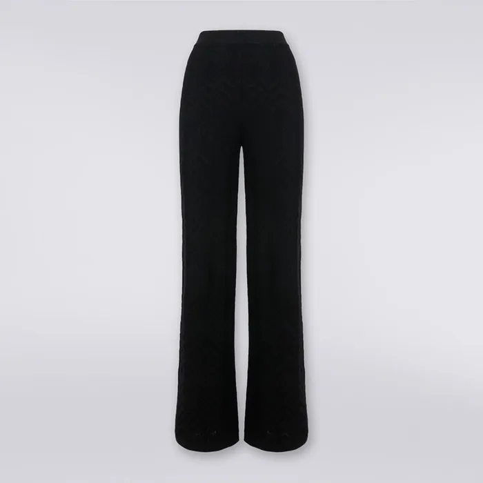 Women Flared EnglishRibbed Wool And Viscose Chevron Trousers Black Missoni Trousers Women Flared EnglishRibbed Wool And Viscose Chevron Trousers Black Missoni Trousers