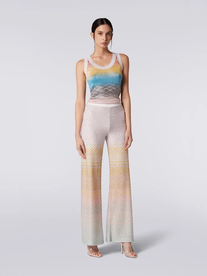 Women Flared Knit Trousers With Sequins Multicoloured Missoni Trousers