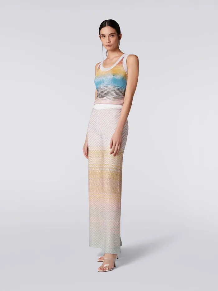 Women Flared Knit Trousers With Sequins Multicoloured Missoni Trousers