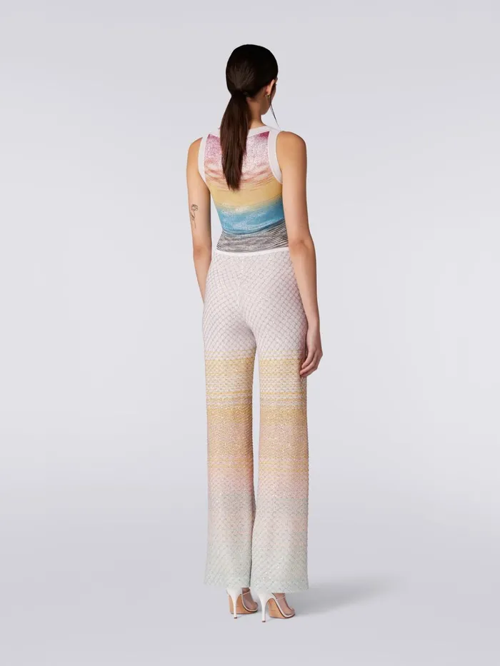 Women Flared Knit Trousers With Sequins Multicoloured Missoni Trousers