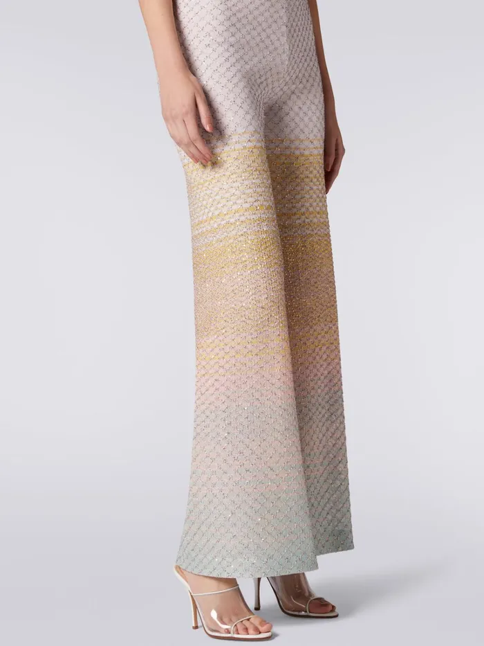 Women Flared Knit Trousers With Sequins Multicoloured Missoni Trousers