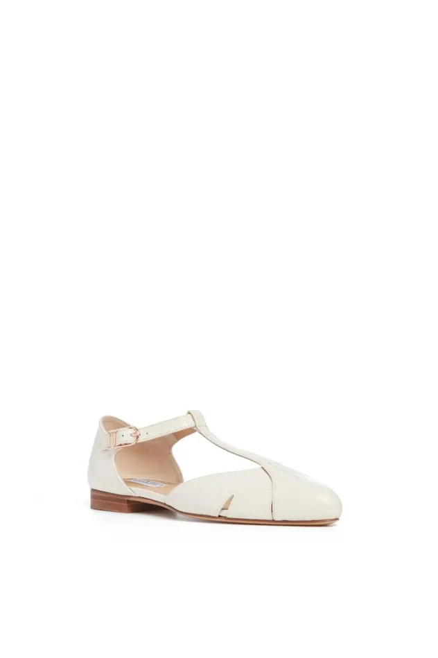 Women Flats Gabriela Hearst Harlow Ballerina Flat In Cream Leather