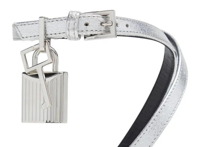 Women Flats Tom Ford Laminated Leather Padlock Sandal Silver Women Flats Tom Ford Laminated Leather Padlock Sandal Silver