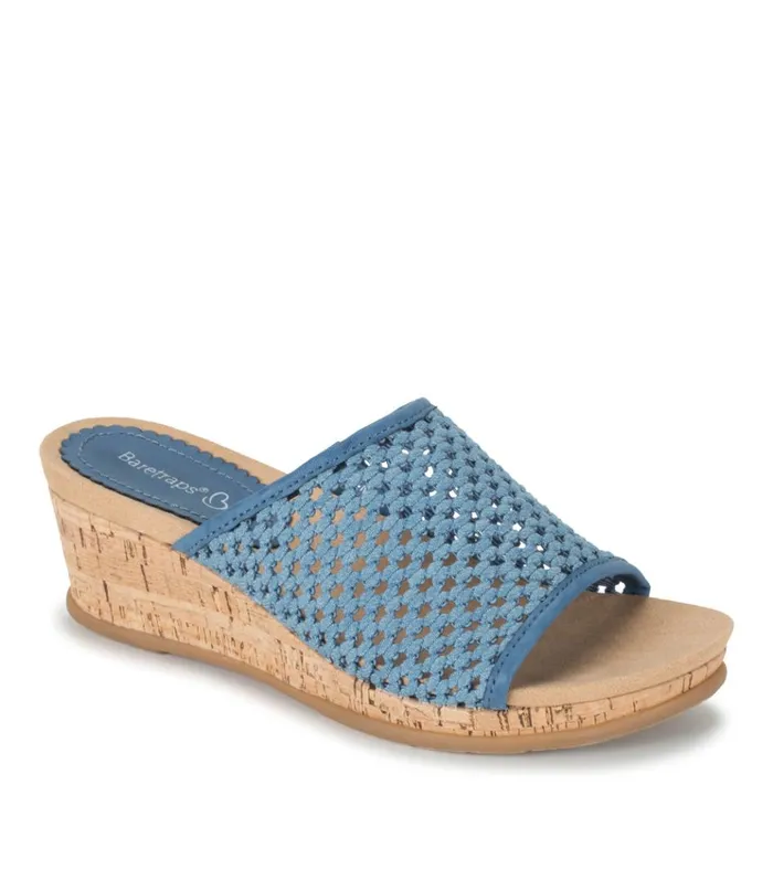 Women Flossey Wedge Slide Sandal Light Blue Baretraps Slides and Slip On Sandals