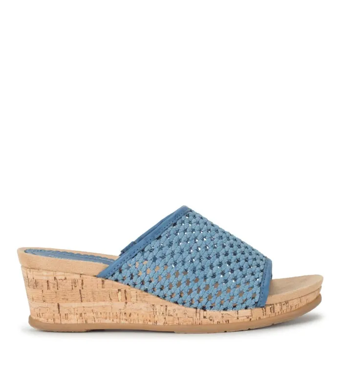 Women Flossey Wedge Slide Sandal Light Blue Baretraps Slides and Slip On Sandals