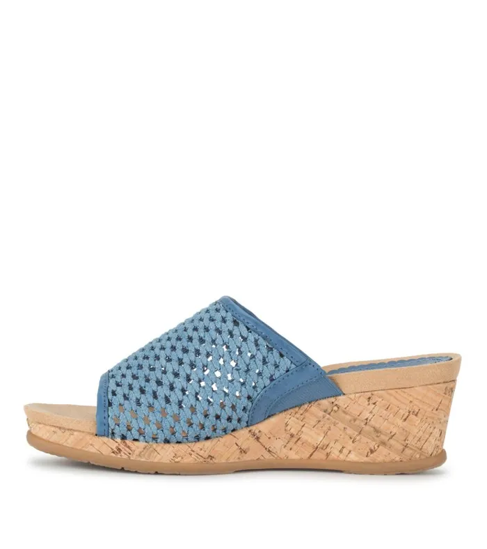 Women Flossey Wedge Slide Sandal Light Blue Baretraps Slides and Slip On Sandals