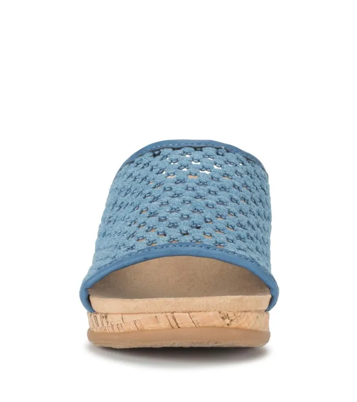Women Flossey Wedge Slide Sandal Light Blue Baretraps Slides and Slip On Sandals