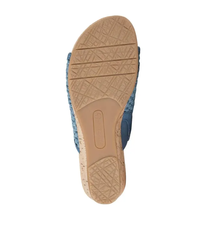 Women Flossey Wedge Slide Sandal Light Blue Baretraps Slides and Slip On Sandals