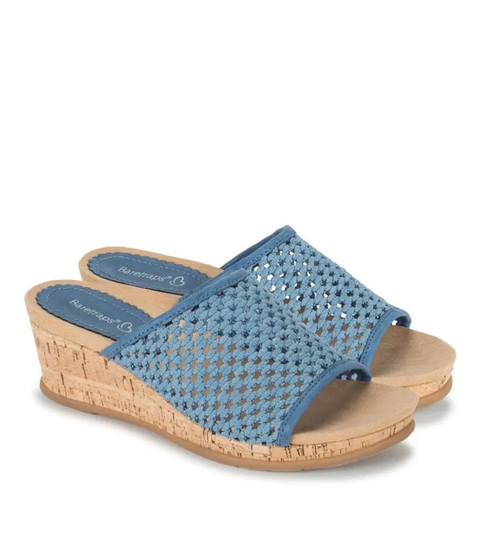 Women Flossey Wedge Slide Sandal Light Blue Baretraps Slides and Slip On Sandals