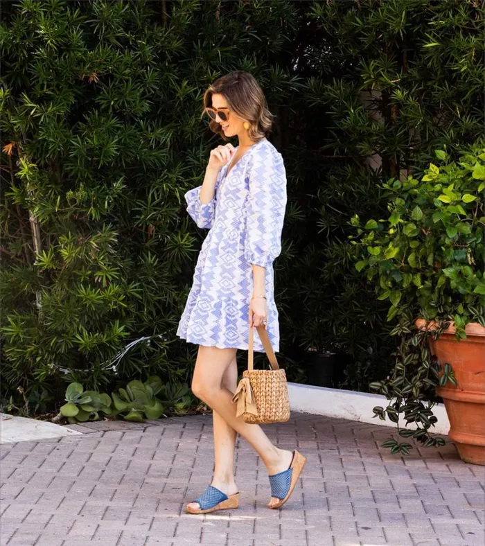 Women Flossey Wedge Slide Sandal Light Blue Baretraps Slides and Slip On Sandals