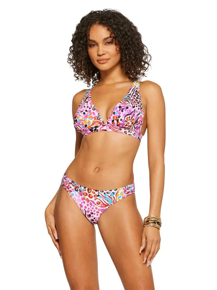 Women French Exit Full Support Triangle Bra In Pink Multi Jessica Simpson Swim