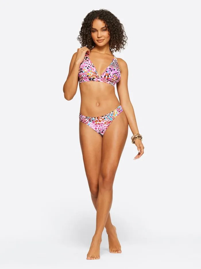 Women French Exit Full Support Triangle Bra In Pink Multi Jessica Simpson Swim