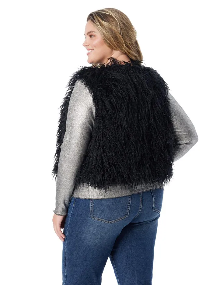 Women Fur Vest In Anthracite Jessica Simpson Tops and Tees