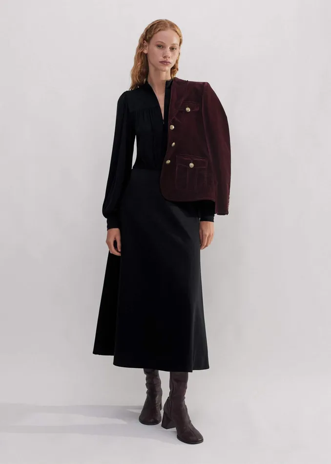 Women Gather Detail Midi Dress Black MEEM