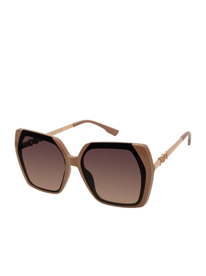 Women Geometric Metal Temple Sunglasses In Nude Jessica Simpson Sunglasses