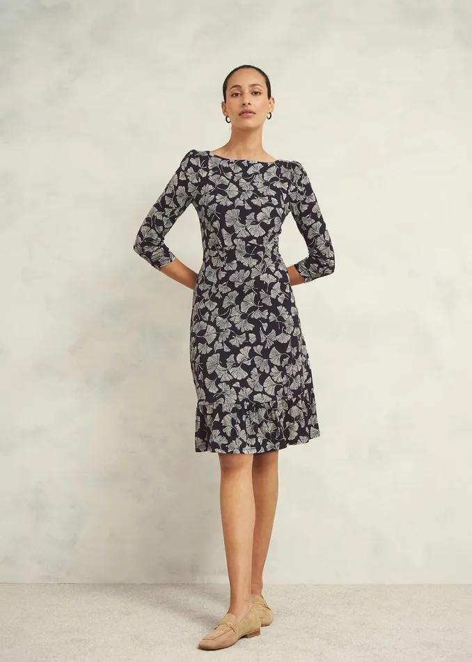 Women Ginny Jersey Dress Navy Cream Hobbs Dresses and Jumpsuits