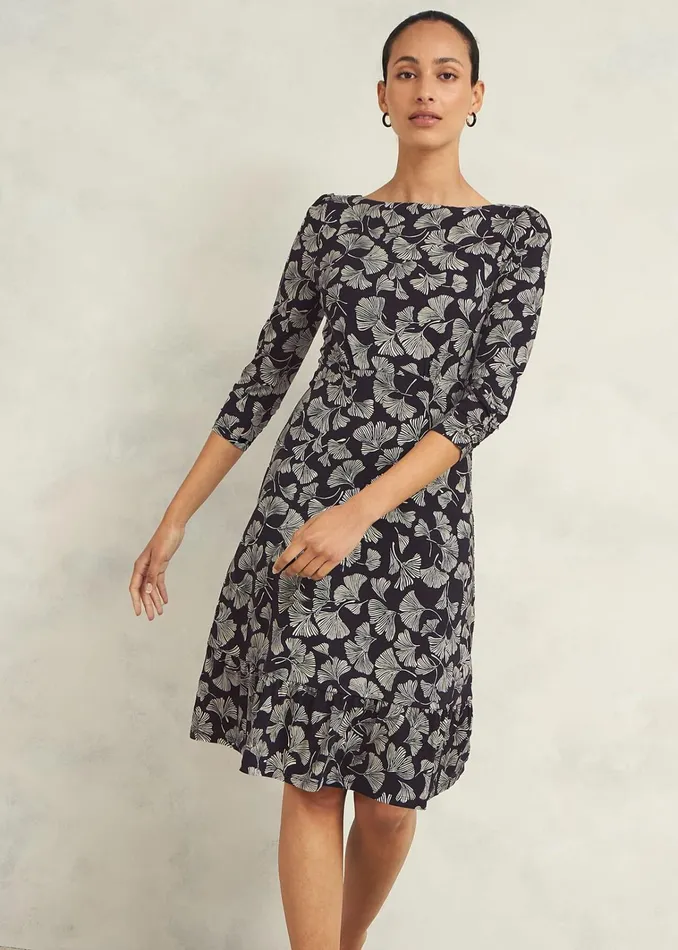 Women Ginny Jersey Dress Navy Cream Hobbs Dresses and Jumpsuits