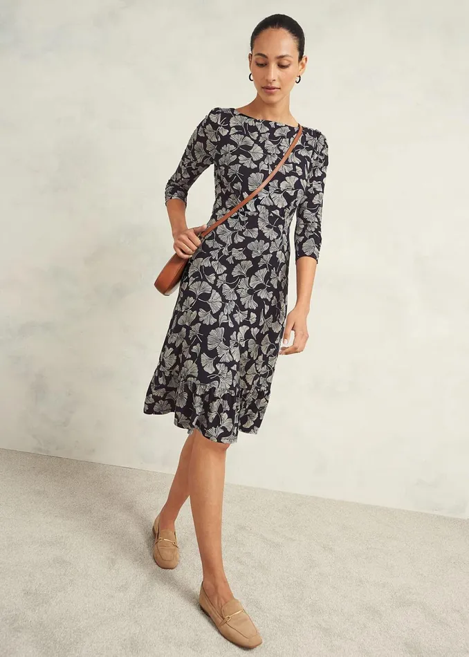 Women Ginny Jersey Dress Navy Cream Hobbs Dresses and Jumpsuits