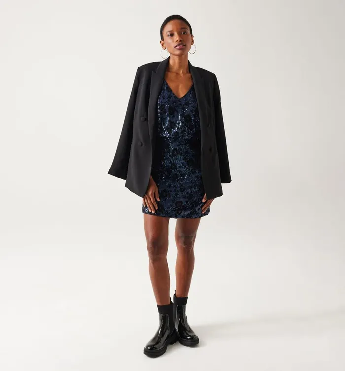 Women Glitzy Dress 8211 Black Print Promod Dresses Women Glitzy Dress 8211 Black Print Promod Dresses