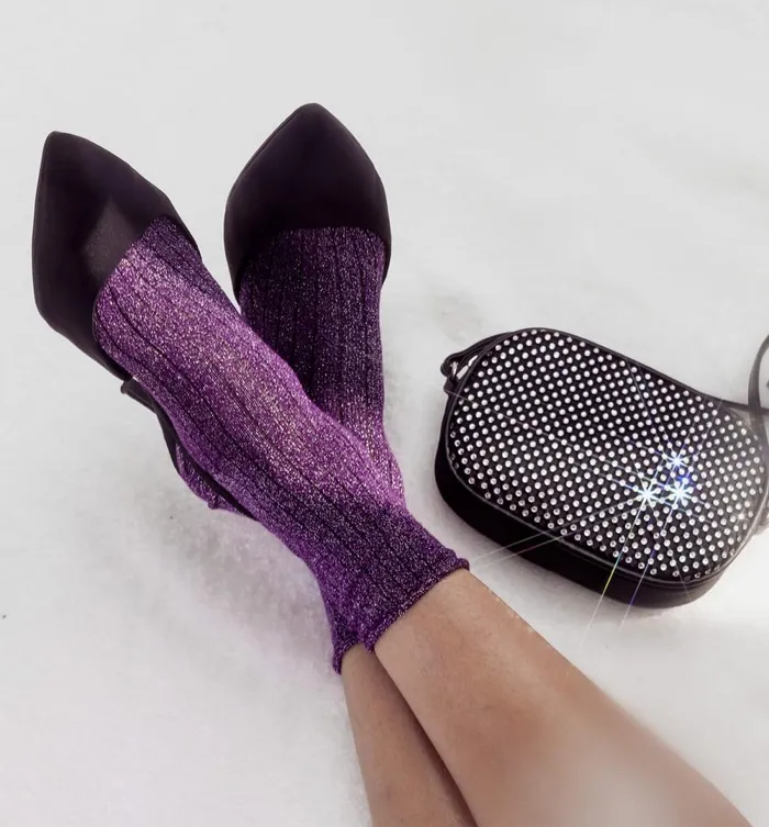 Women Glitzy Socks 8211 Violet Promod Socks