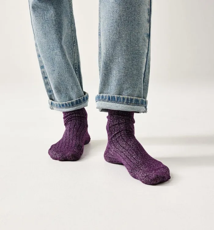 Women Glitzy Socks 8211 Violet Promod Socks