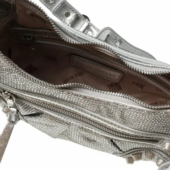 Women GLOW BAG SILVER RHINESTONES Silver Steve Madden Crossbody Bags Women GLOW BAG SILVER RHINESTONES Silver Steve Madden Crossbody Bags
