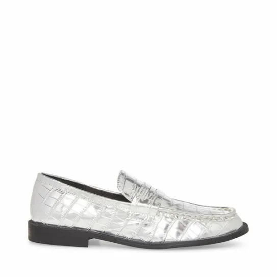 Women GOODMAN SILVER CROCODILE Silver Croco Steve Madden Loafers and Flats