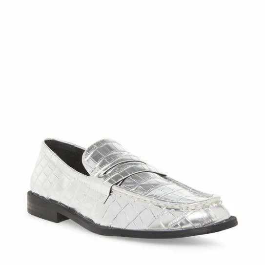 Women GOODMAN SILVER CROCODILE Silver Croco Steve Madden Loafers and Flats Women GOODMAN SILVER CROCODILE Silver Croco Steve Madden Loafers and Flats
