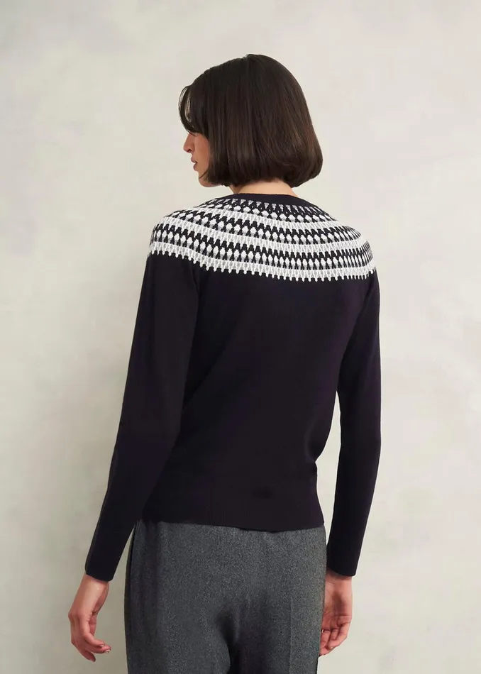 Women Greta Sparkle Fairisle Jumper Navy Multi Hobbs Jumpers and Cardigans